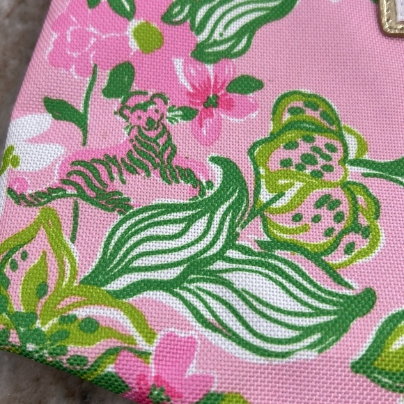 Lilly Pulitzer For Estée Lauder Tiger Lily Cosmetic Bag pink green zip - Picture 3 of 12